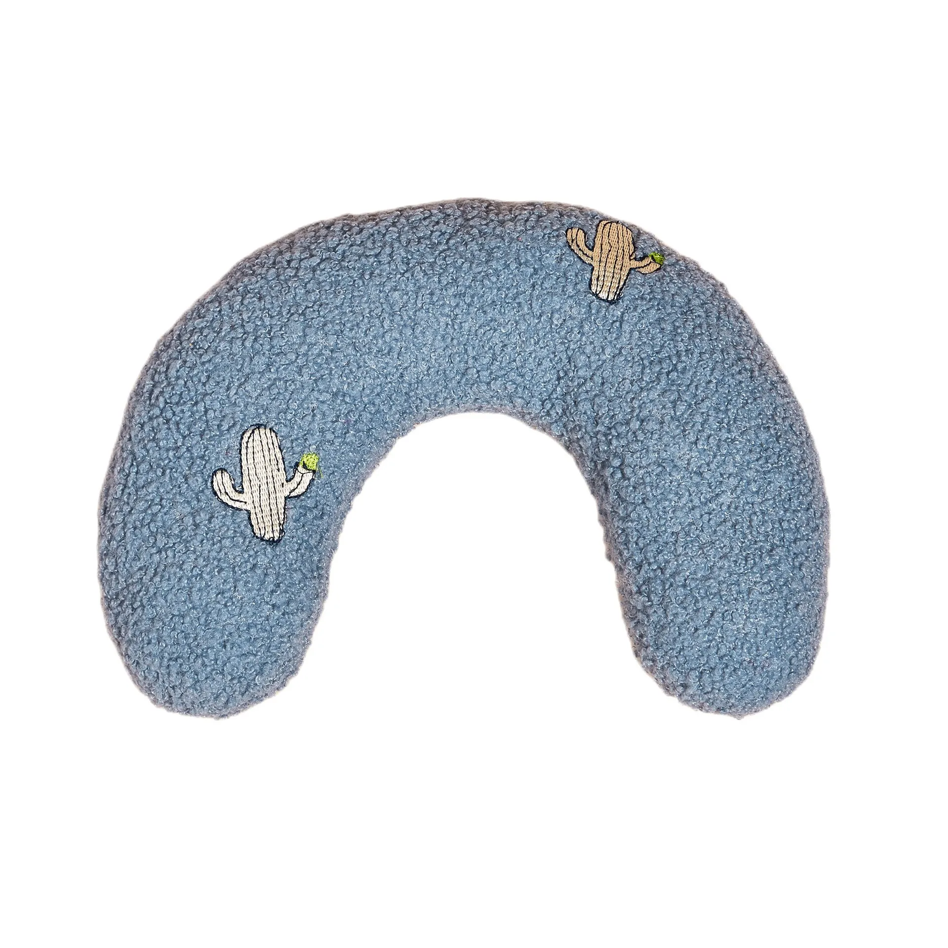 Blue cactus-pattern pillow