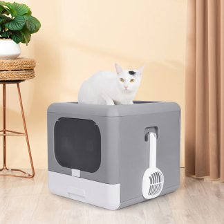 Foldable Top-Entry Cat Litter Box with Scoop