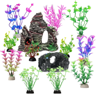 Aquarium Plastic Plant Decorations, 13-Pack