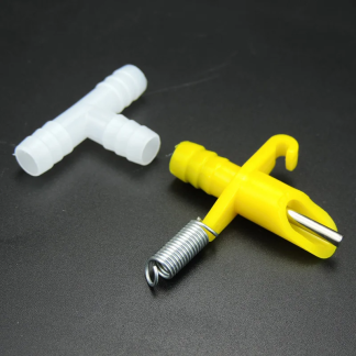 Yellow watering valve, tee and spring clip