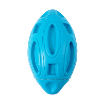 Blue textured rugby-ball dog toy