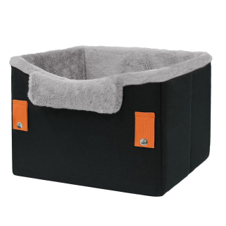 Black pet seat with orange trim