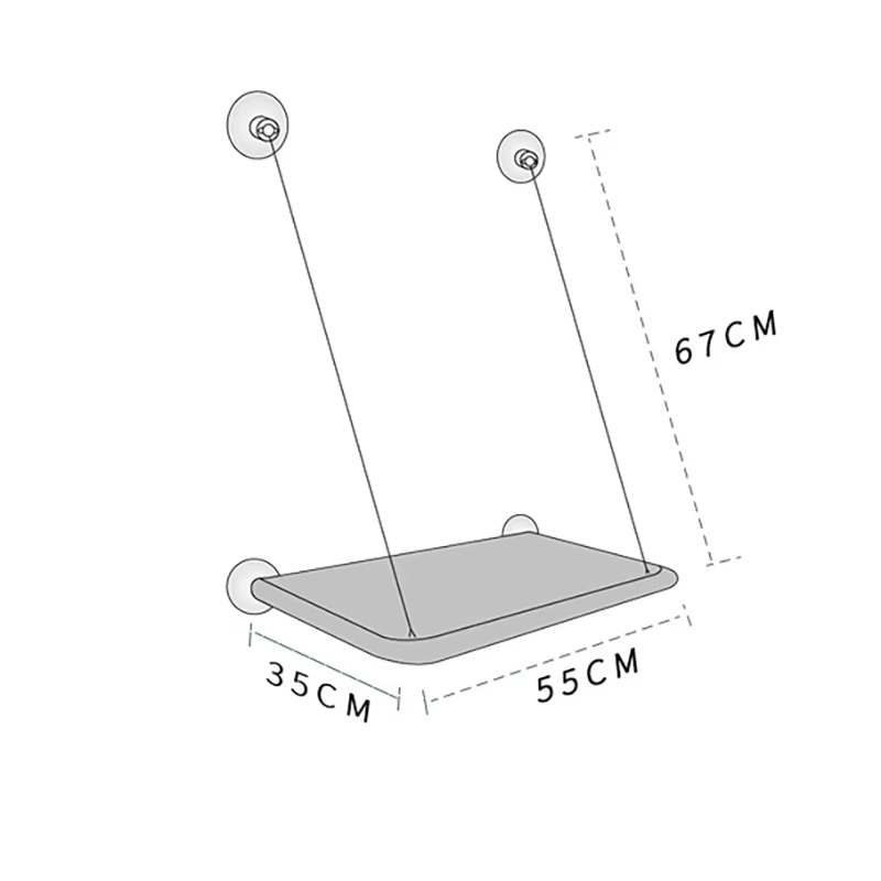 55 by 35 cm platform and support-cord diagram