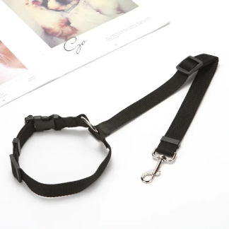 Black adjustable headrest pet tether with swivel clip