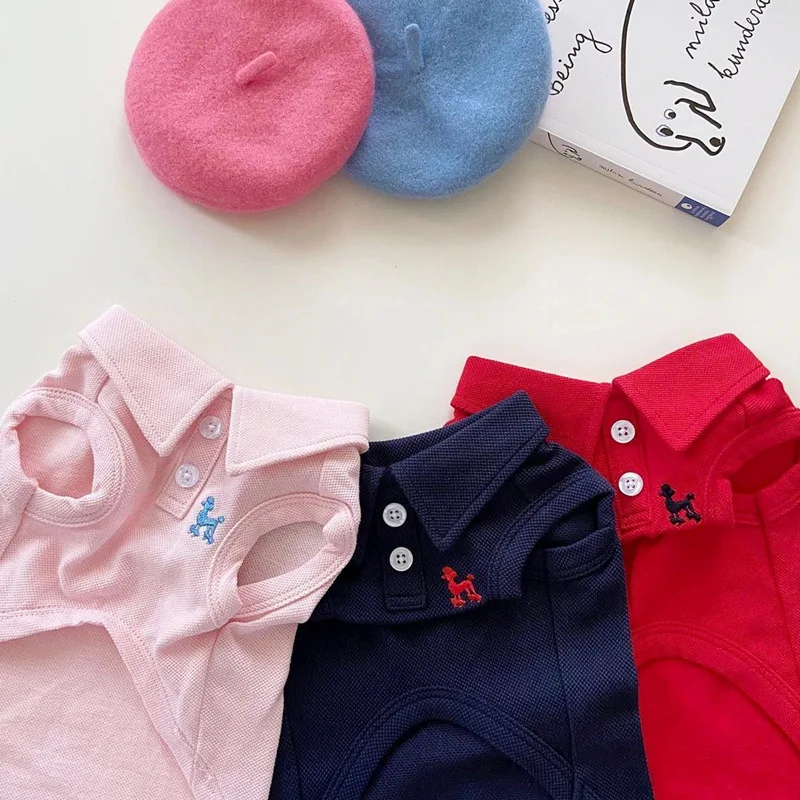 Pink, dark and red pet polo shirts