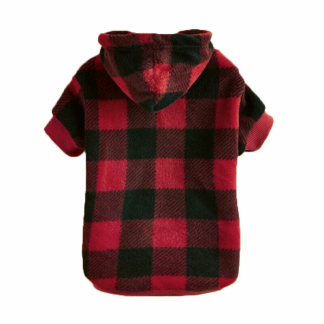 Red-and-black plaid pet hoodie