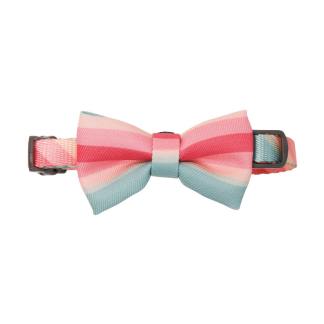 Pastel striped bow cat collar