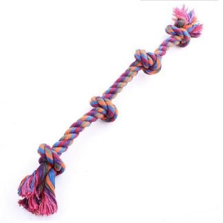 Multicolor cotton rope dog toy with several knots