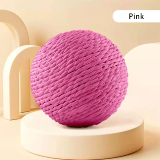 Pink sisal-wrapped cat ball