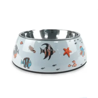 Stainless Steel Pet Bowl with Melamine Base